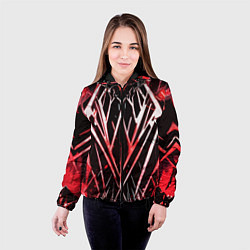 Куртка с капюшоном женская Адские красные полосы, цвет: 3D-черный — фото 2
