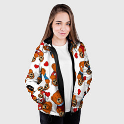 Куртка с капюшоном женская Мишки с сердцами - персонажи из Слово пацана, цвет: 3D-черный — фото 2