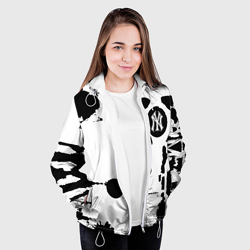 Женская куртка New York yankees - baseball team pattern / 3D-Белый – фото 3
