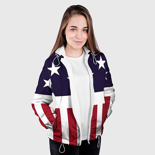 Женская куртка Флаг Америки / 3D-Белый – фото 3