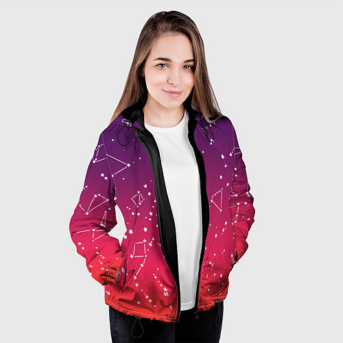 Женская куртка Созвездия в розовом небе / 3D-Черный – фото 3