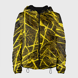 Куртка с капюшоном женская Жёлтая паутина на чёрном фоне, цвет: 3D-черный
