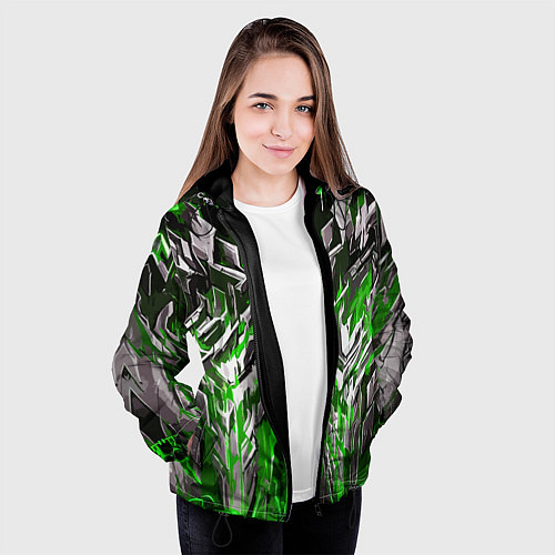Женская куртка Острый металл зелёный / 3D-Черный – фото 3