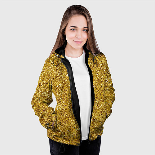 Женская куртка Золотой волнистый с переливами / 3D-Черный – фото 3