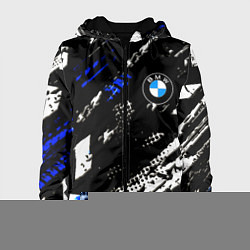 Куртка с капюшоном женская BMW stripes color auto sport, цвет: 3D-черный
