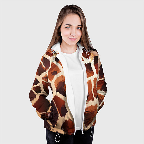 Женская куртка Пятнистый мех жирафа / 3D-Белый – фото 3