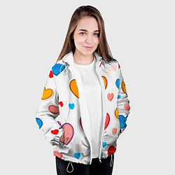 Куртка с капюшоном женская Сердца сердечки, цвет: 3D-белый — фото 2