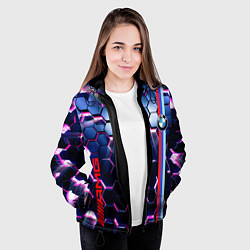 Куртка с капюшоном женская Неоновый BMW, цвет: 3D-черный — фото 2