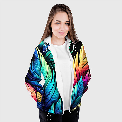 Женская куртка Color feathers - neon / 3D-Белый – фото 3