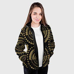 Куртка с капюшоном женская Золотой Биткоин на черном, цвет: 3D-черный — фото 2
