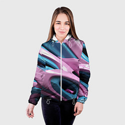 Куртка с капюшоном женская Пластичная абстракция, цвет: 3D-белый — фото 2