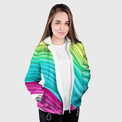 Куртка с капюшоном женская Волнистая абстракция градиент, цвет: 3D-белый — фото 2