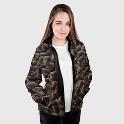 Куртка с капюшоном женская Кудрявый мех - каракули, цвет: 3D-черный — фото 2