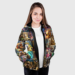 Куртка с капюшоном женская Коллаж много капибар в короне, цвет: 3D-черный — фото 2