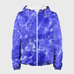 Куртка с капюшоном женская Синяя вода текстура, цвет: 3D-белый