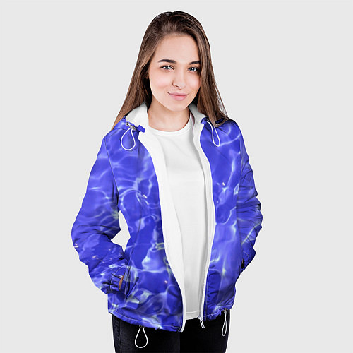 Женская куртка Синяя вода текстура / 3D-Белый – фото 3