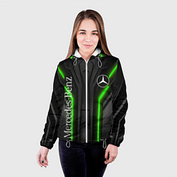 Куртка с капюшоном женская Мерседес неон геометрия, цвет: 3D-белый — фото 2