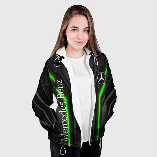 Женская куртка Мерседес неон геометрия / 3D-Белый – фото 3