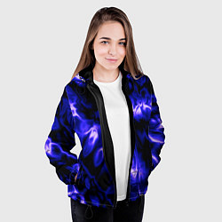 Куртка с капюшоном женская Абстракция чёрно-синий шёлк, цвет: 3D-черный — фото 2