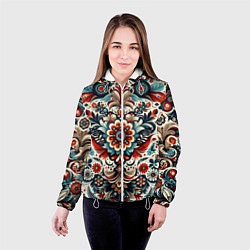 Куртка с капюшоном женская Словенский паттерн, цвет: 3D-белый — фото 2