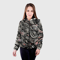 Куртка с капюшоном женская Тату - нейросеть, цвет: 3D-черный — фото 2