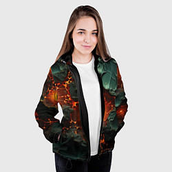 Куртка с капюшоном женская Объемная текстура и лава, цвет: 3D-черный — фото 2