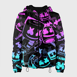 Куртка с капюшоном женская Marshmello neon pattern, цвет: 3D-черный