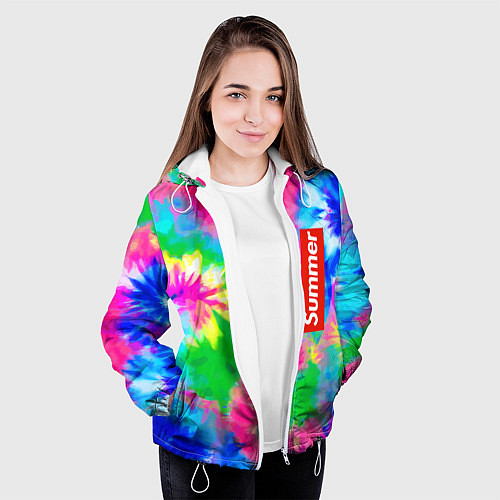 Женская куртка Color abstraction - summer / 3D-Белый – фото 3
