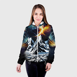 Куртка с капюшоном женская Молнии и горы, цвет: 3D-белый — фото 2