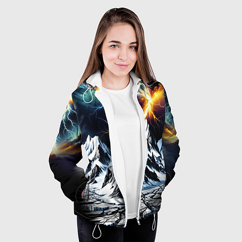 Женская куртка Молнии и горы / 3D-Белый – фото 3