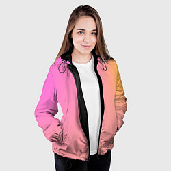 Куртка с капюшоном женская Розово-желтый градиент, цвет: 3D-черный — фото 2