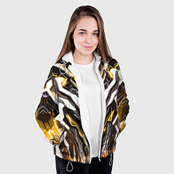 Куртка с капюшоном женская Неоновая кибер броня жёлтая, цвет: 3D-белый — фото 2