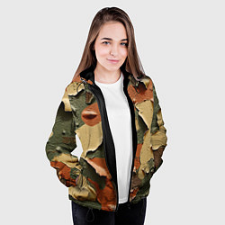 Куртка с капюшоном женская Реалистичный камуфляж из краски, цвет: 3D-черный — фото 2