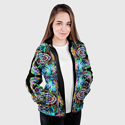 Куртка с капюшоном женская Фрактальный орнамент, цвет: 3D-черный — фото 2