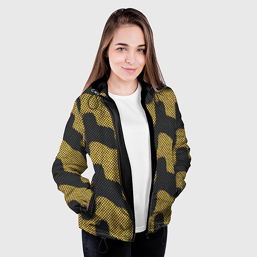Женская куртка Желто черная змеиная чешуя / 3D-Черный – фото 3