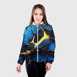 Куртка с капюшоном женская Желтая лава на синих плитах, цвет: 3D-белый — фото 2
