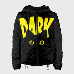 Куртка с капюшоном женская Dark cat eyes - черный кот, цвет: 3D-черный