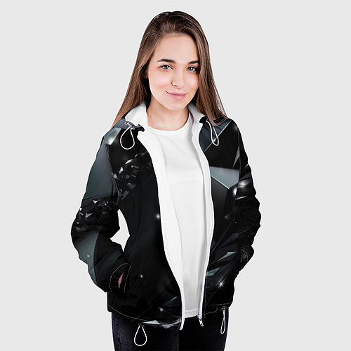 Женская куртка Black luxury abstract / 3D-Белый – фото 3
