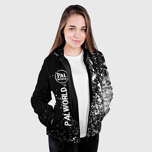 Женская куртка Palworld glitch на темном фоне по-вертикали / 3D-Черный – фото 3