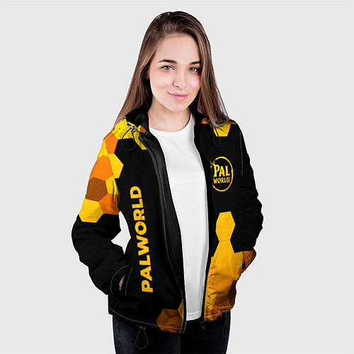 Женская куртка Palworld - gold gradient вертикально / 3D-Черный – фото 3