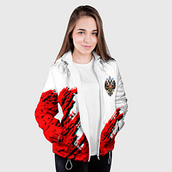 Куртка с капюшоном женская Россия герб империя, цвет: 3D-белый — фото 2