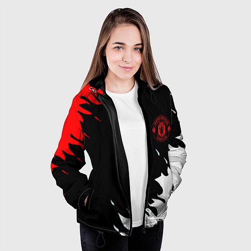Женская куртка Manchester United flame fc / 3D-Черный – фото 3
