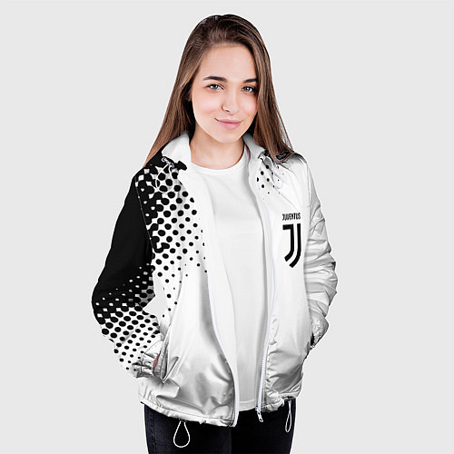 Женская куртка Juventus sport black geometry / 3D-Белый – фото 3