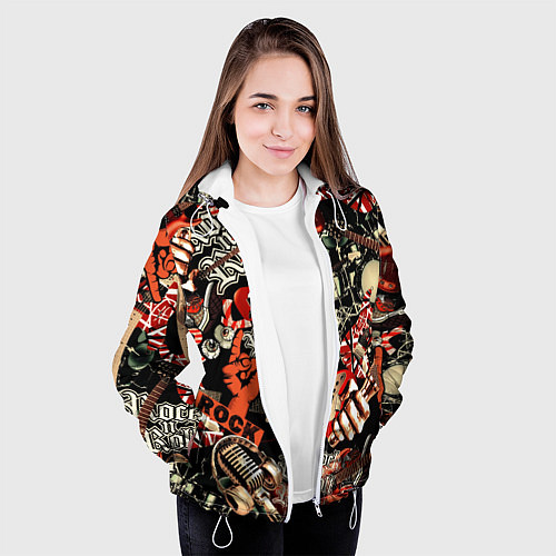 Женская куртка Рок патерн / 3D-Белый – фото 3