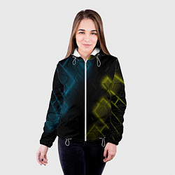 Куртка с капюшоном женская Нано соты и неон, цвет: 3D-белый — фото 2