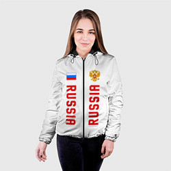 Куртка с капюшоном женская Россия три полоски на белом фоне, цвет: 3D-черный — фото 2