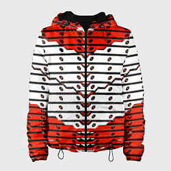 Куртка с капюшоном женская Красно-белая техно броня, цвет: 3D-черный