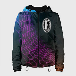 Куртка с капюшоном женская AC Milan футбольная сетка, цвет: 3D-черный