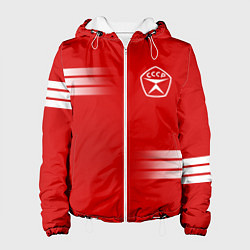 Куртка с капюшоном женская СССР гост три полоски, цвет: 3D-белый
