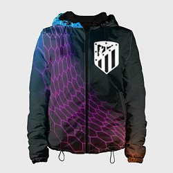 Куртка с капюшоном женская Atletico Madrid футбольная сетка, цвет: 3D-черный